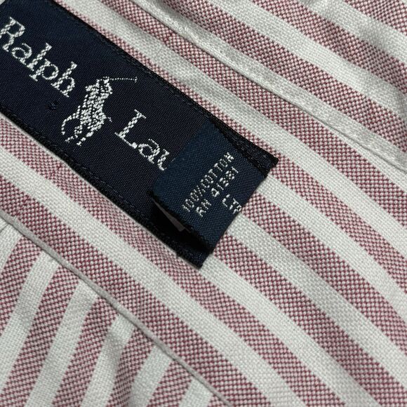 Ralph Lauren Pink White Stripped Men's Xl Pocket Long Sleeve Button Down Shirt - Picture 8 of 8